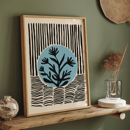 Mid Century Blue Nature Poster 2025