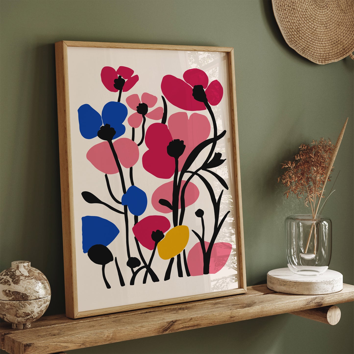 Retro Flowers Cut Outs Poster