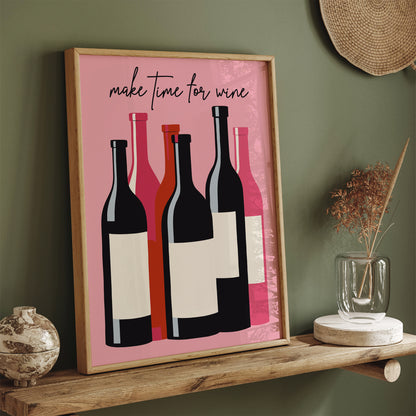 Make Time for Wine Pink Kitchen Poster