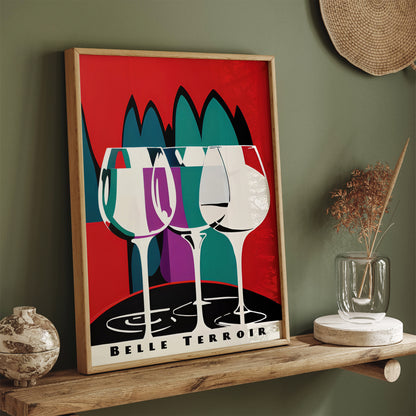 Retro Wine Poster - French Belle Terroir Wall Art