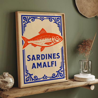 Sardines Amalfi Poster – Italian Coastal Kitchen Wall Art