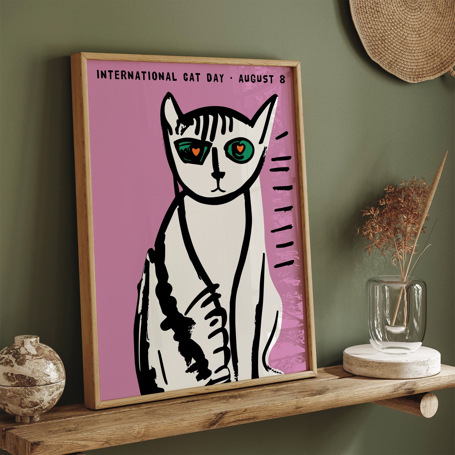 International Cat Day Retro Poster