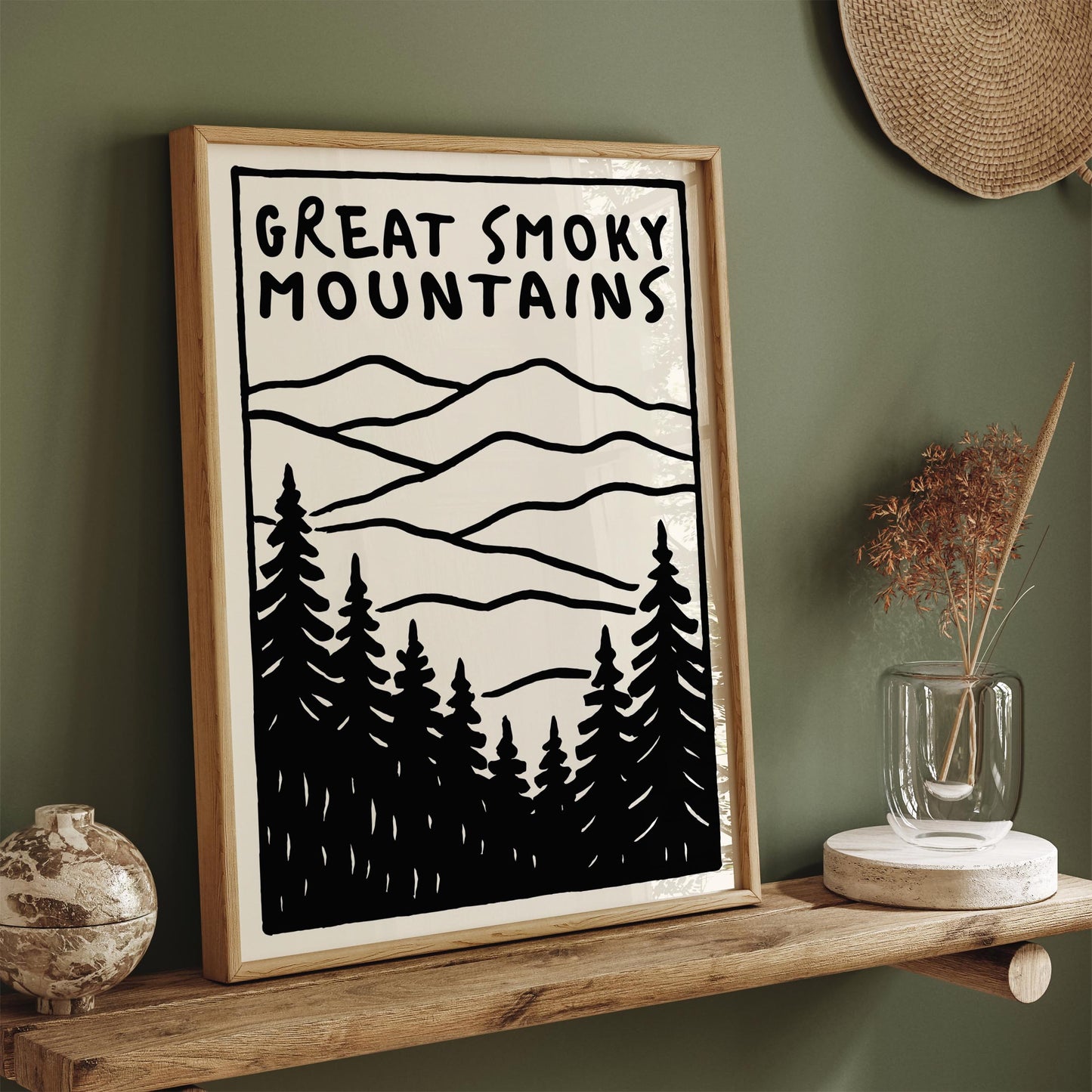 Great Smoky Mountains Black & White Poster