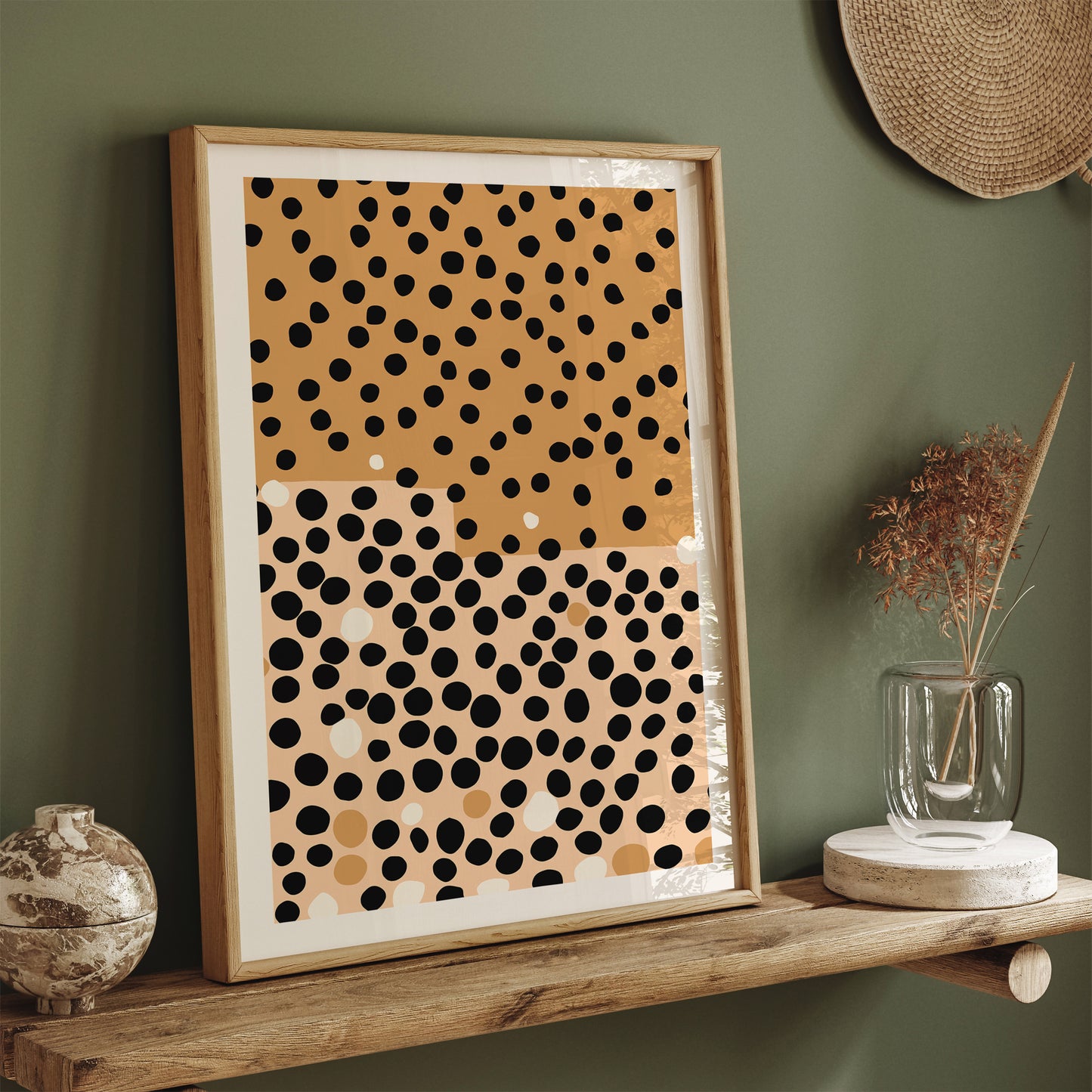 Boho Chic Dots Neutral Abstract Art Print