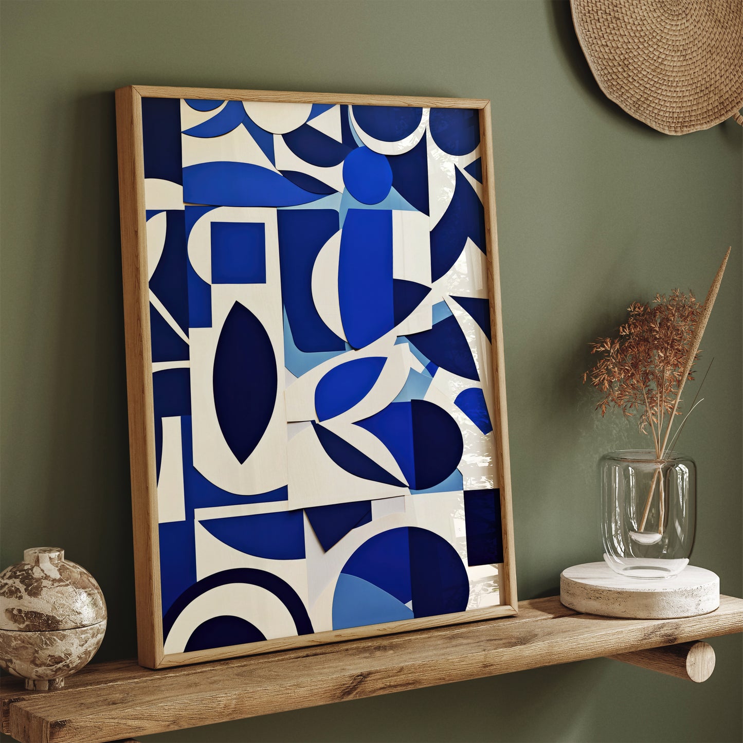 Blue Indigo Shapes Abstract Wall Art