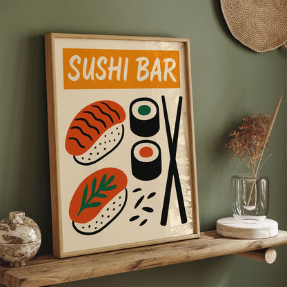 Sushi Bar Minimalist Art Print for Kitchen Decor