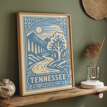 Tennessee Travel Poster - Icy Blue Landscape Print