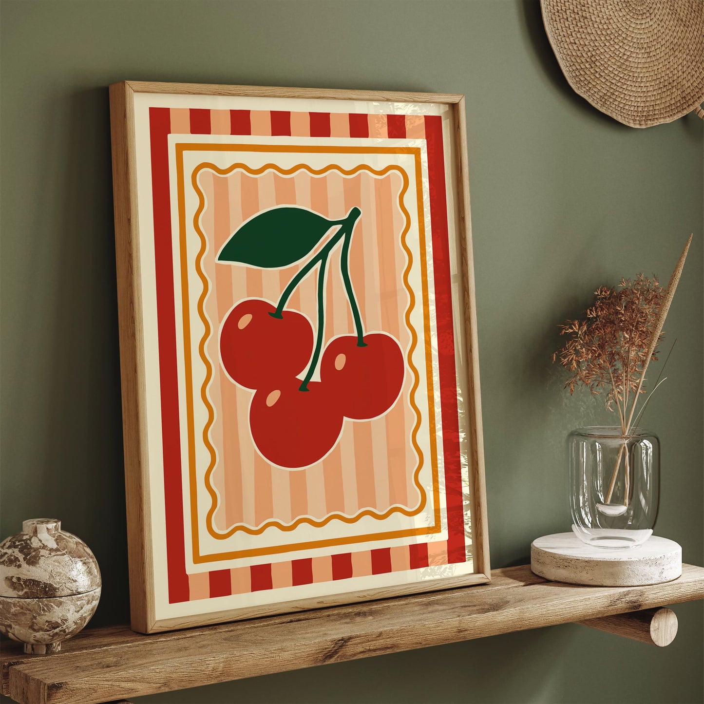 Retro Cherries Poster - Kitchen Wall Art