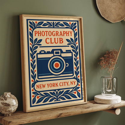 Photography Club NYC Poster – Blue Camera Floral Print