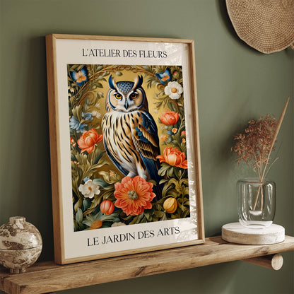 Victorian Owl Portrait - Morris Inspired Art Print