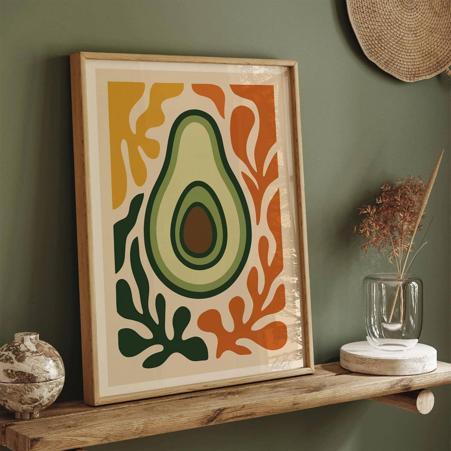 Avocado Fruit Print Farmhouse Kitchen Wall Art