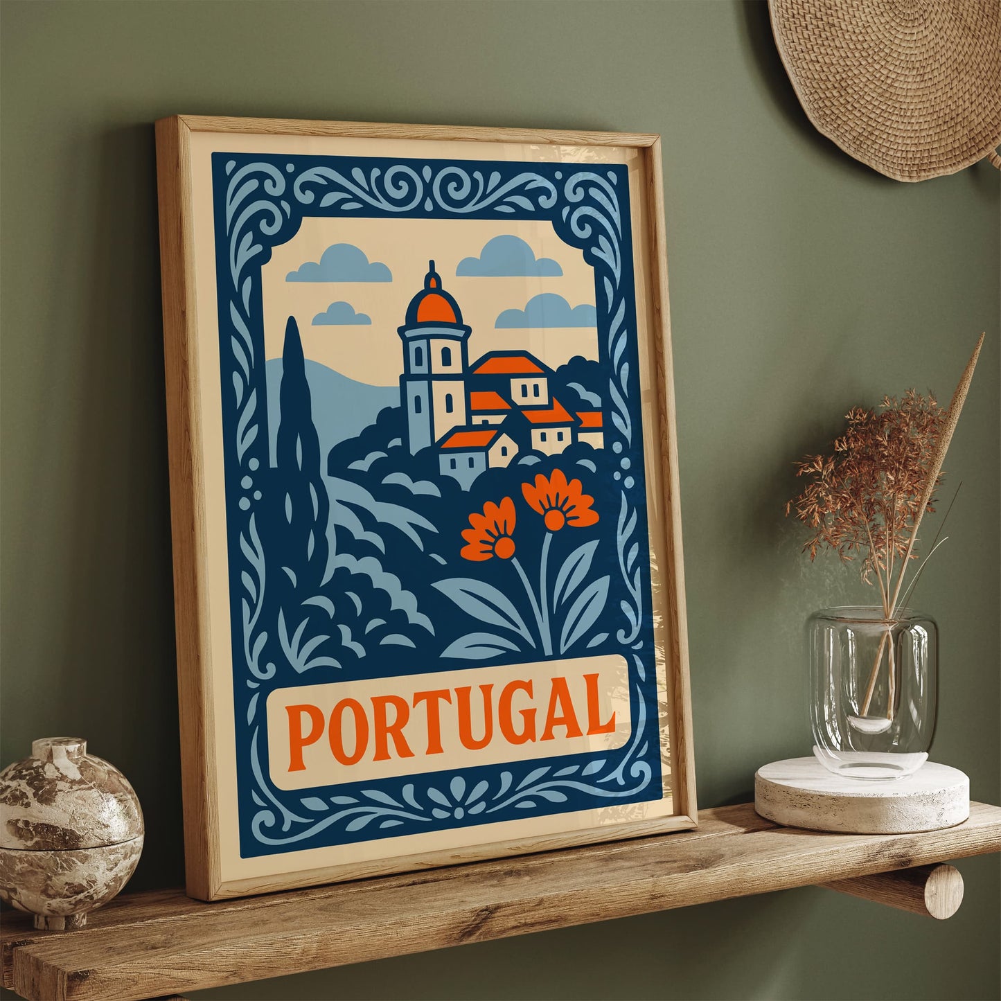 Blue Portugal Cityscape Art Print