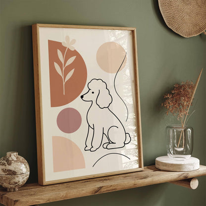 Aesthetic Poodle Dog in Neutral Soft Tones Poster