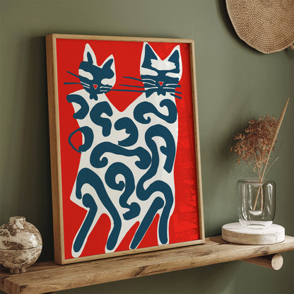 Artistic Cats Painting Giclee Wall Art {romt