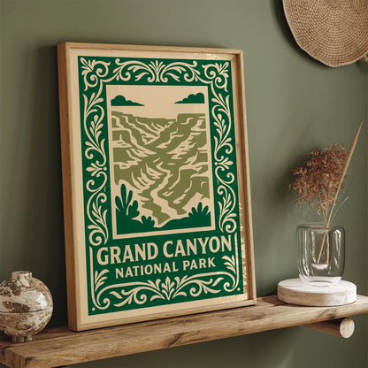 Grand Canyon National Park Green Travel Poster