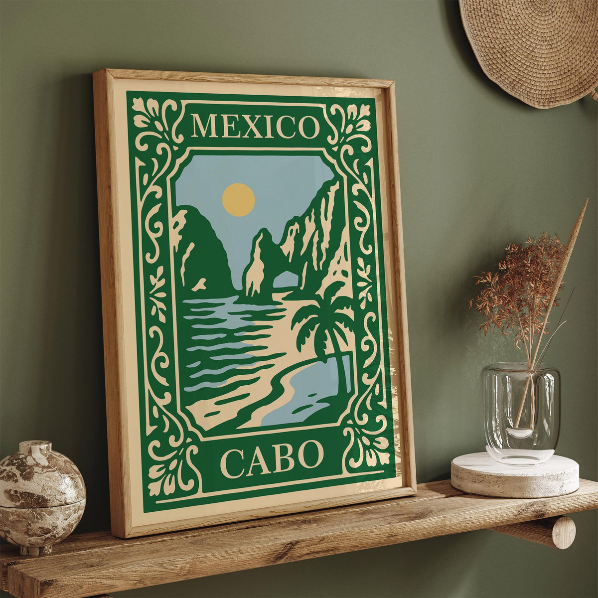 Cabo San Lucas Mexico Green Travel Poster