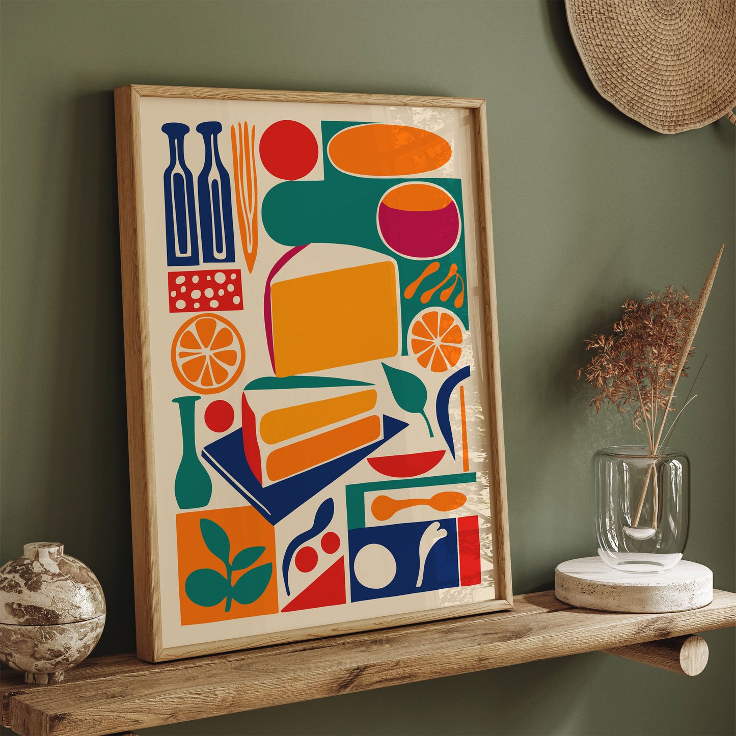 Retro Abstract Cheese Kitchen Poster