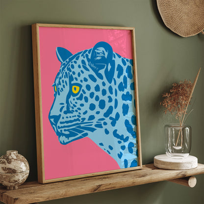 Blue Panther Artistic Wall Art Print