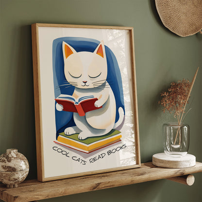 Coll Cats Read Books Literary Wall Art Print