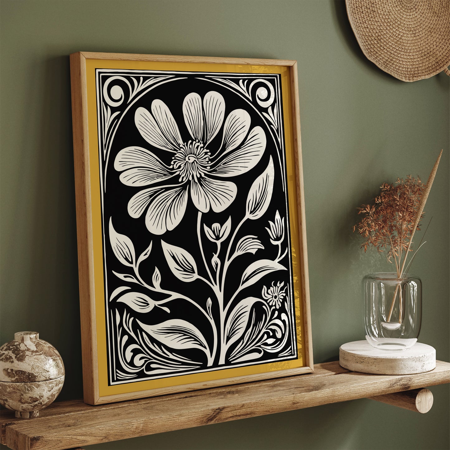 Art Nouveau Elegant Flower Wall Art