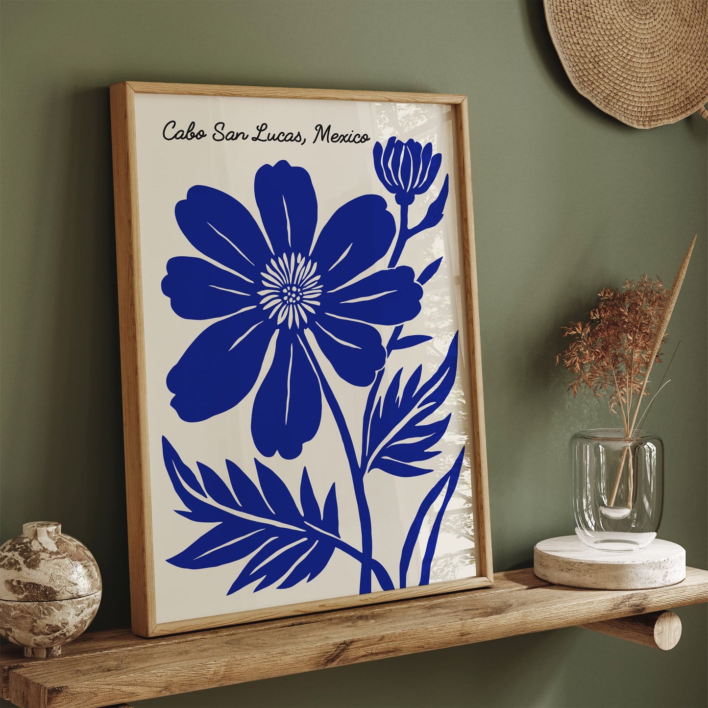 Cabo San Lucas Print - Tropical Blue Flower Decor