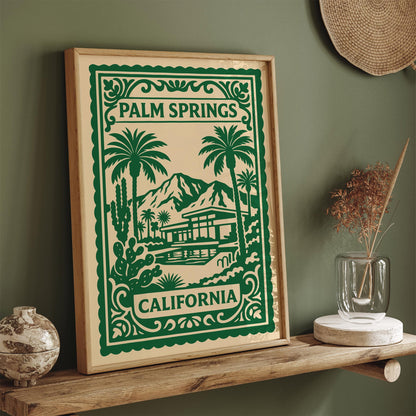 Palm Springs California Green Travel Poster