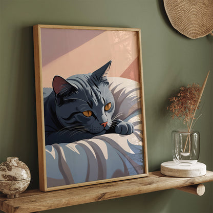 Napping Gray Kitten Art Print