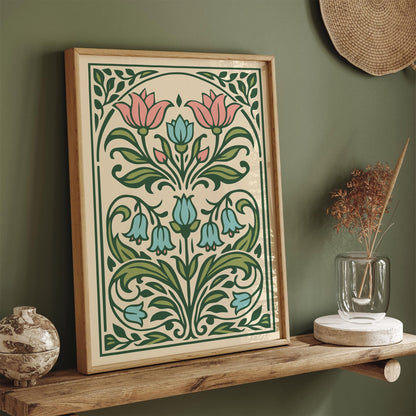Art Nouveau Floral Wall Art Print – Vintage Botanical Poster