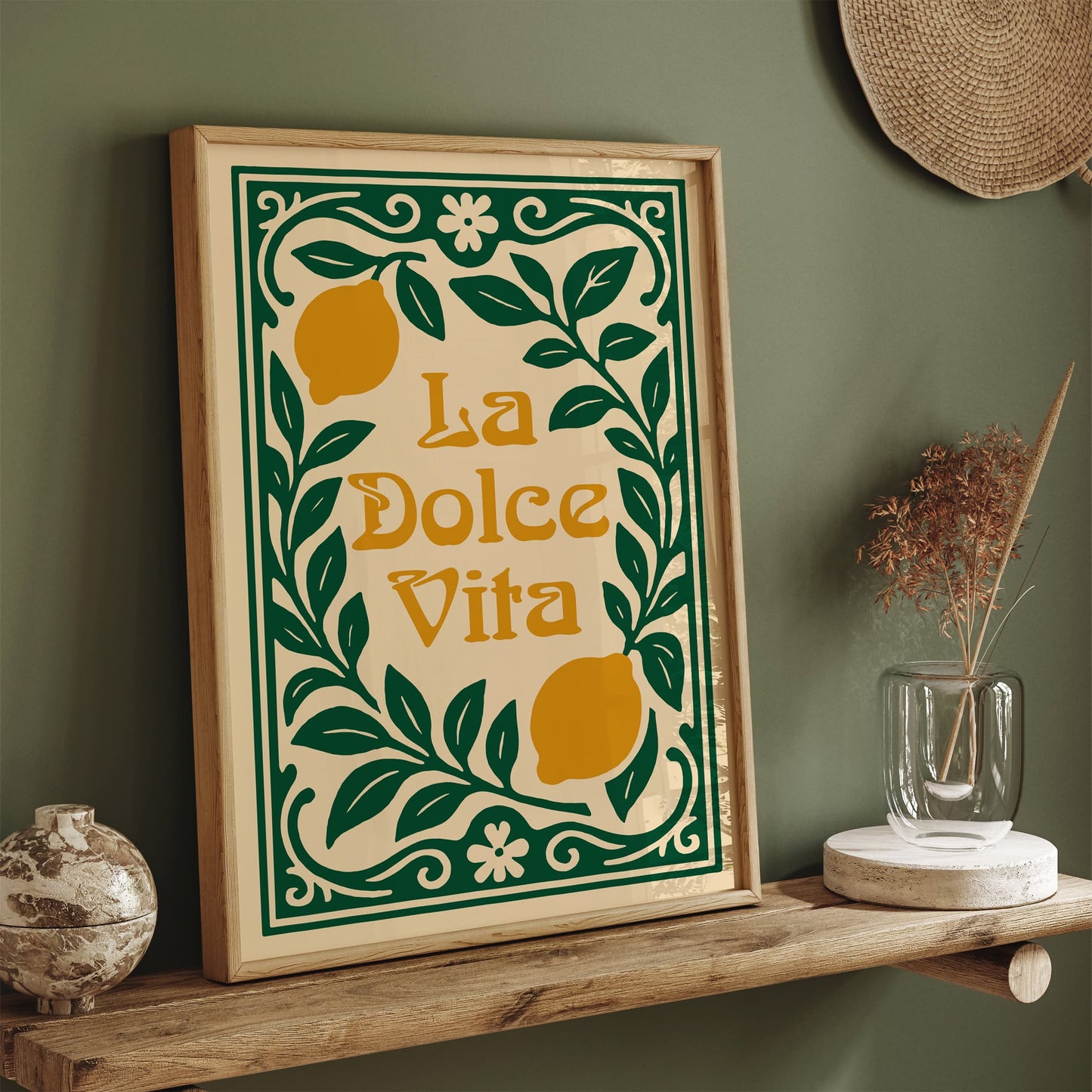 La Dolce Vita Quote Print - Yellow Lemons Wall Art