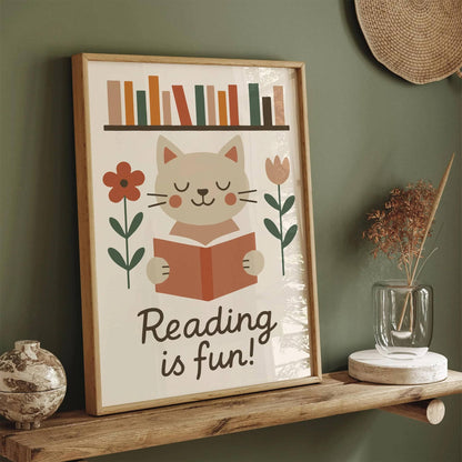 Reading is Fun! Cat Book Lover Poster