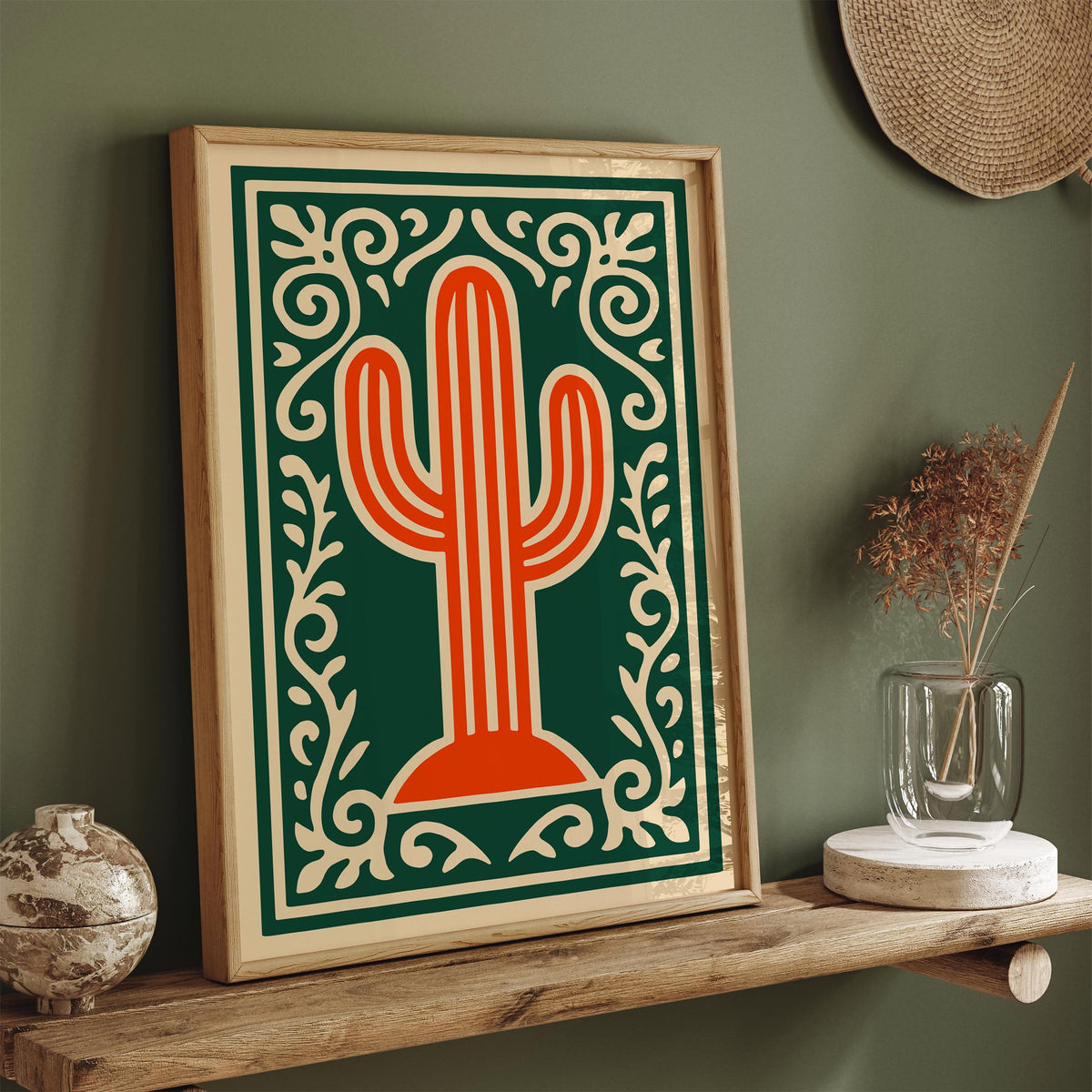 Saguaro Cactus Desert Botanical Art Poster