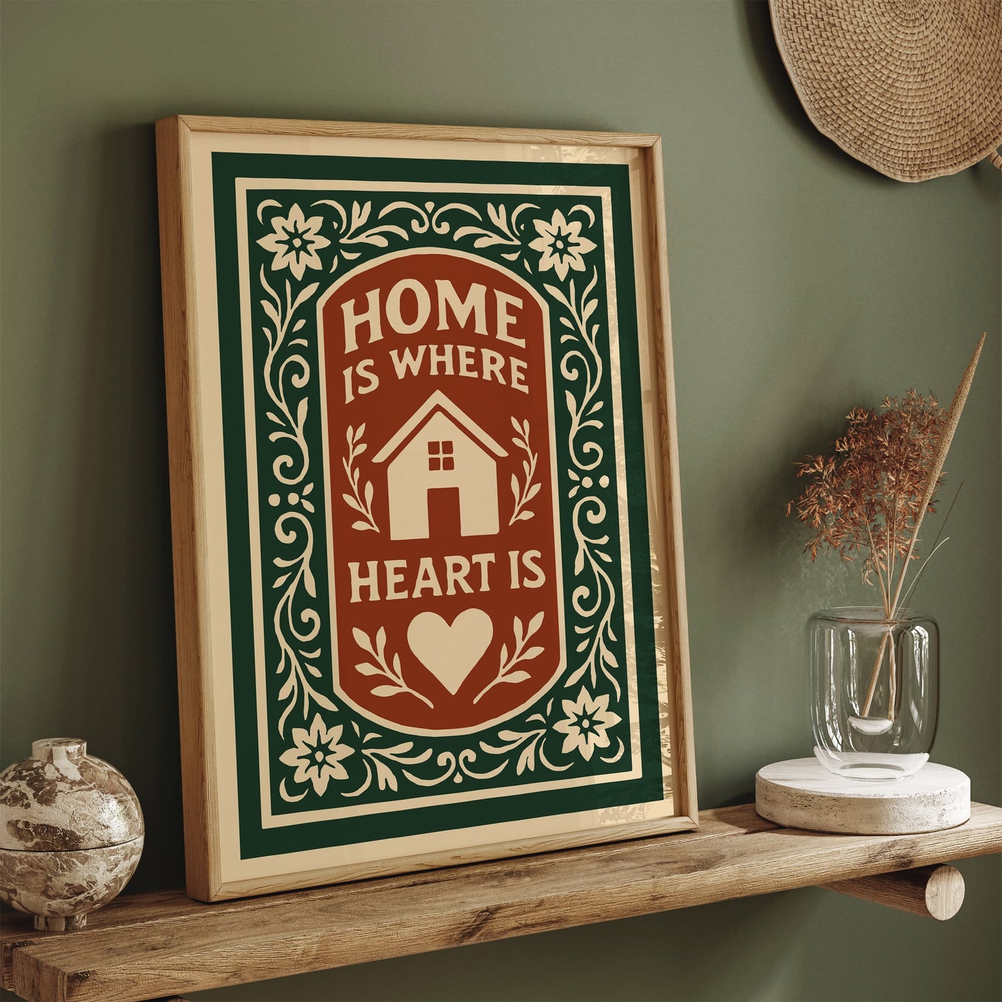 Home is Where Heart Is Poster - Cozy Wall Art Decor in Rococo Style