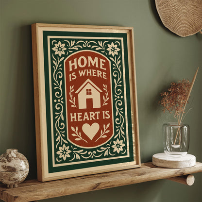 Home is Where Heart Is Poster - Cozy Wall Art Decor in Rococo Style
