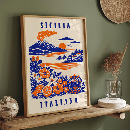 Sicilia Italy Travel Poster
