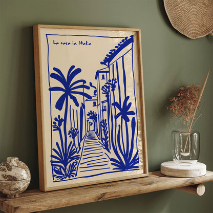 La Casa in Italia Poster - Blue Ink Italian Wall Art