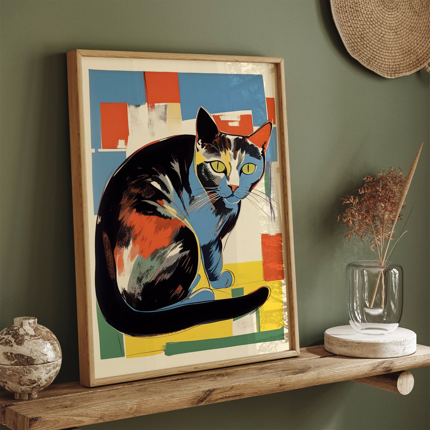 Artistic Cat Colorful Wall Art Print