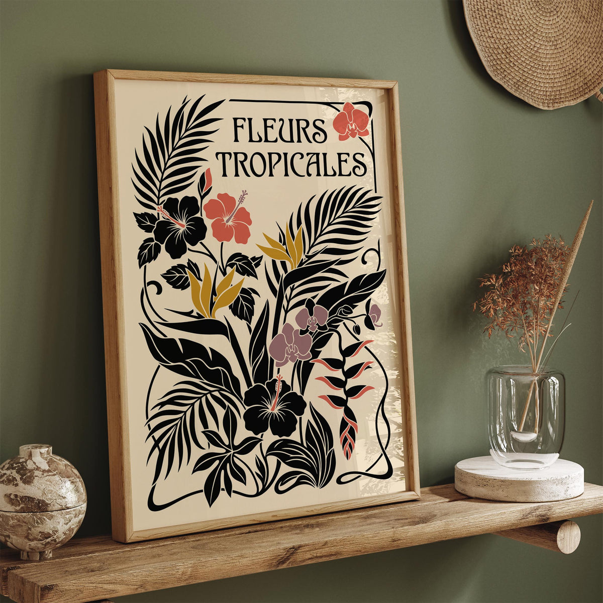 Tropical Flowers Botanical Poster