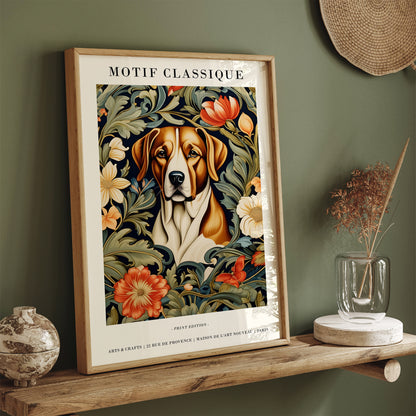 Classic French Motif Dog & Floral Art Print