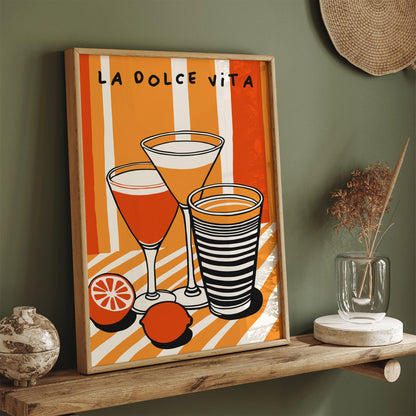 La Dolce Vita, Italian Cafe Orange Wall Art