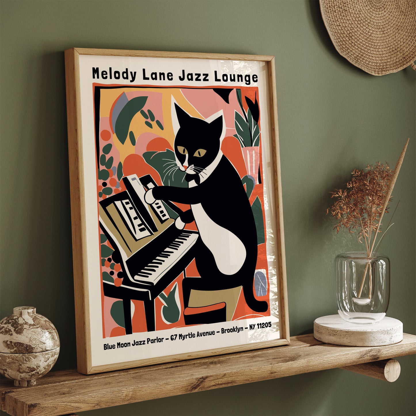 Melody Lane Jazz Lounge Cat Poster