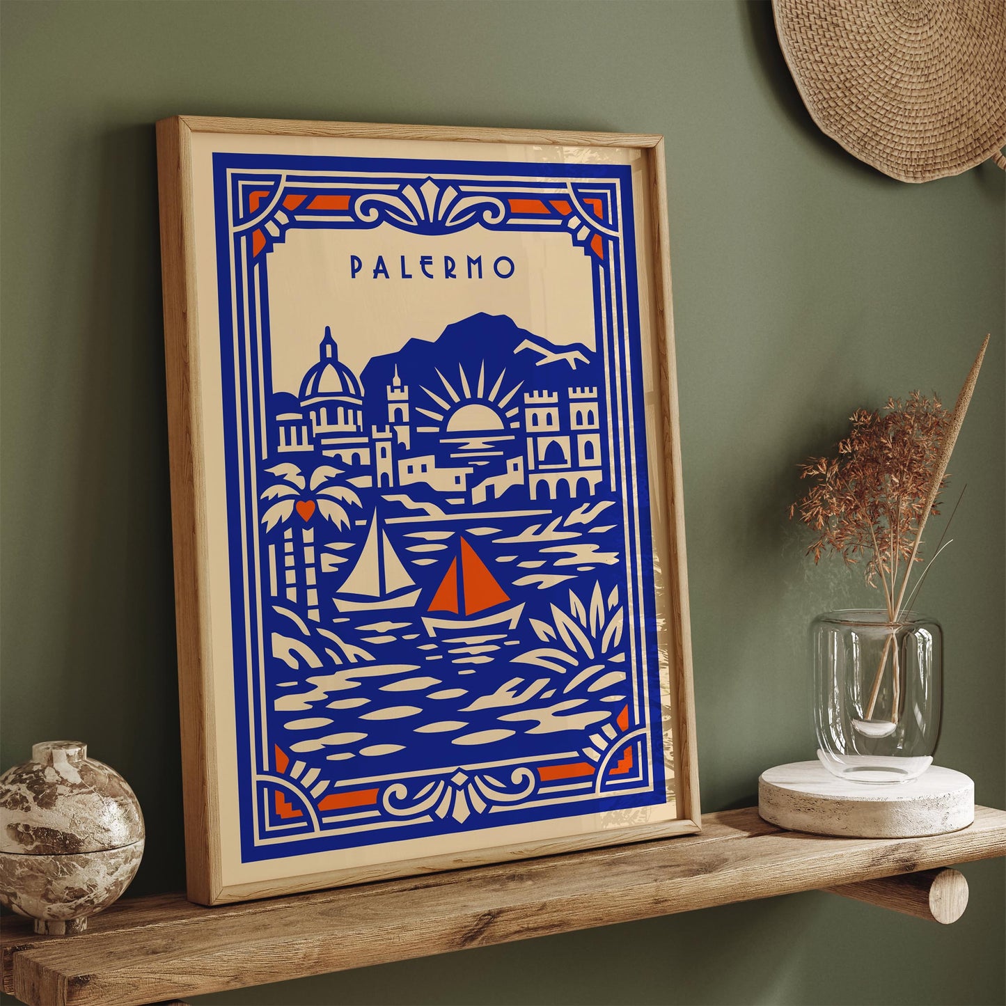 Palermo Sicily Poster - Blue Travel Wall Art