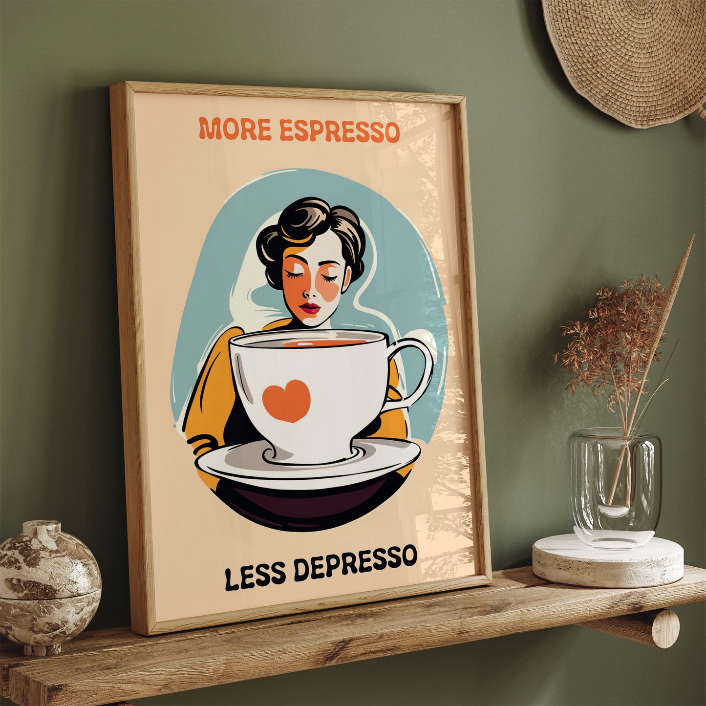 More Espresso Less Depresso Coffee Poster