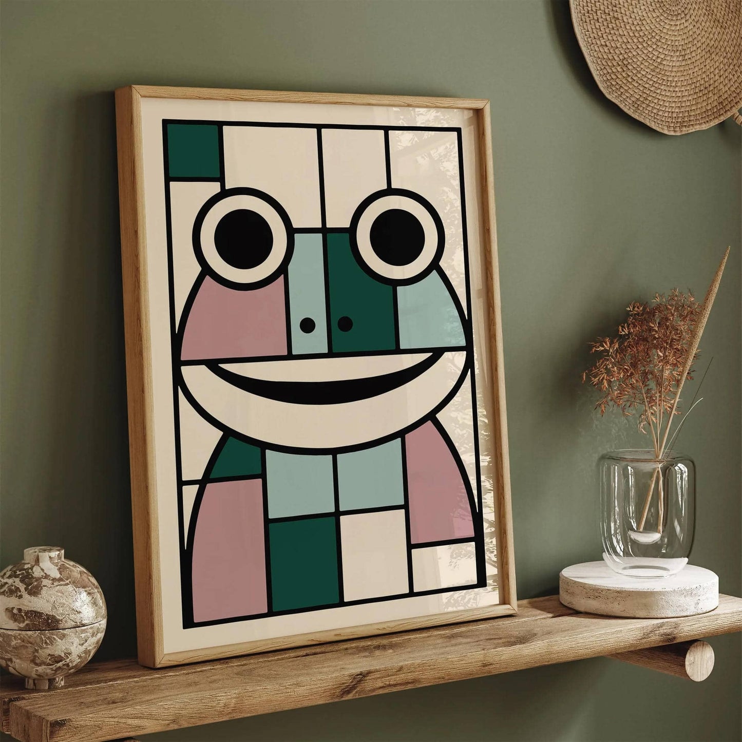 Cute Frog in Bauhaus Style Art Print