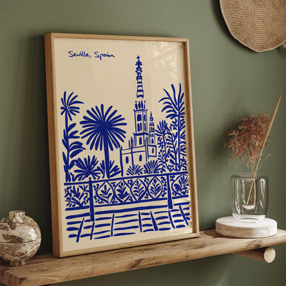 Seville Spain Blue Travel Poster