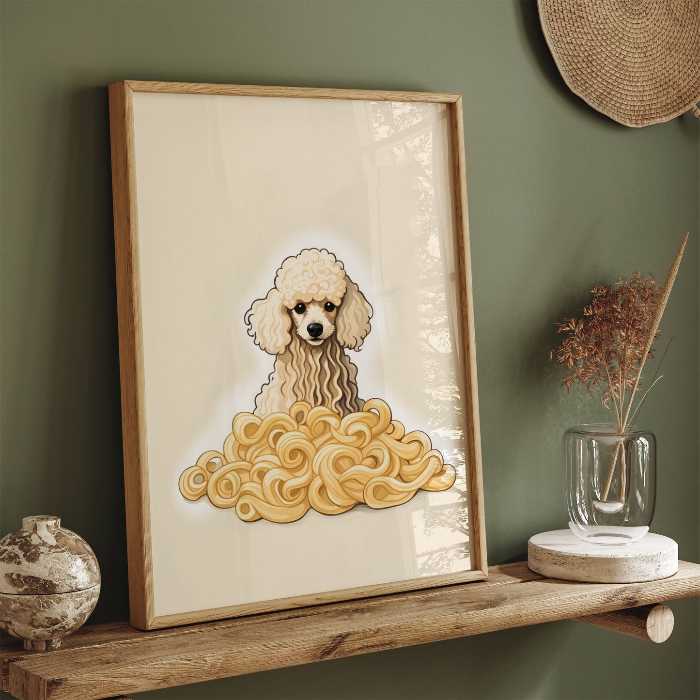 Funny Poodle Dog in Neutral Colors Art Print