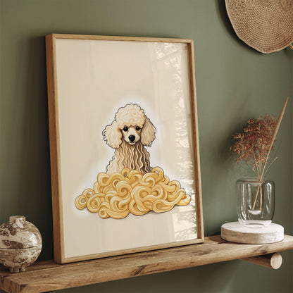 Funny Poodle Dog in Neutral Colors Art Print