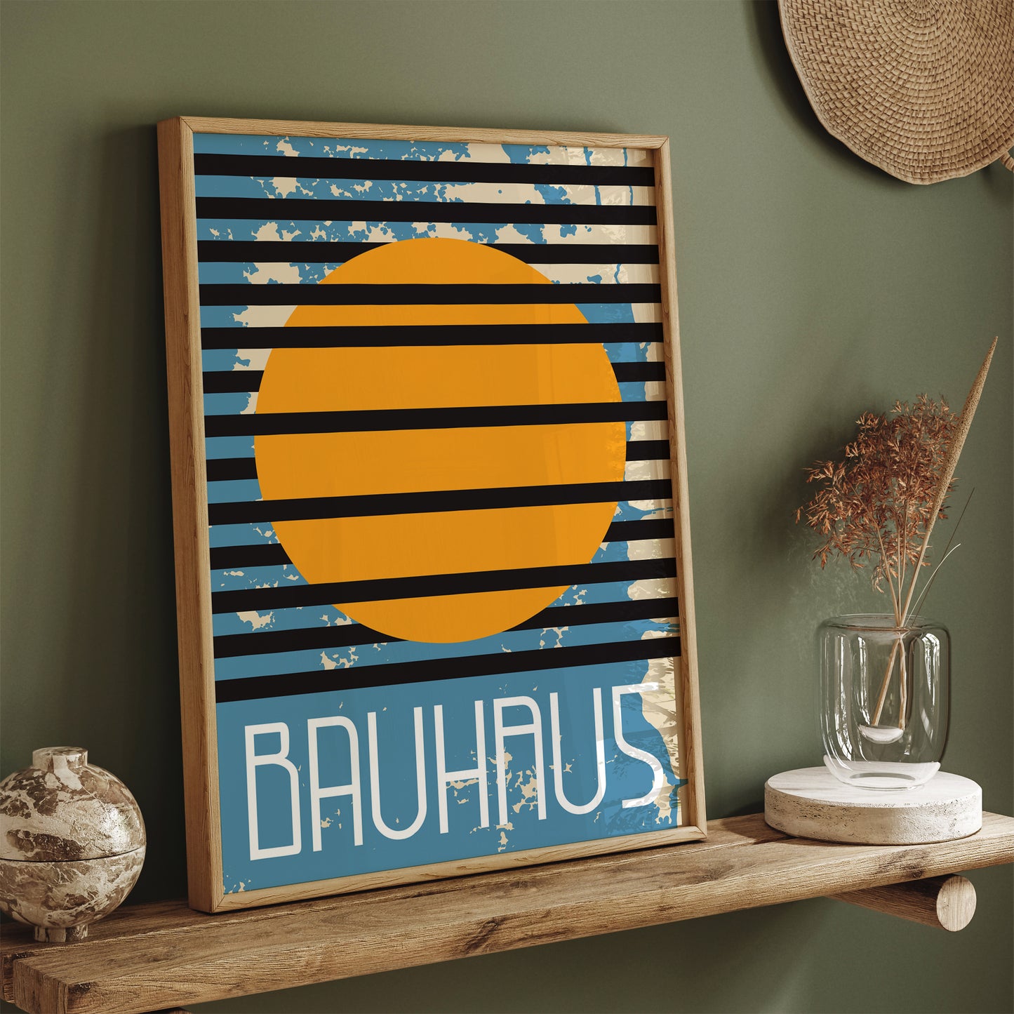 Blue Geometric Bauhaus Art Print