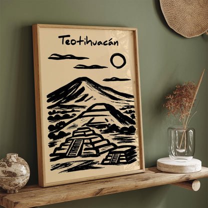 Teotihuacán Poster - Mexico Pyramid Travel Print