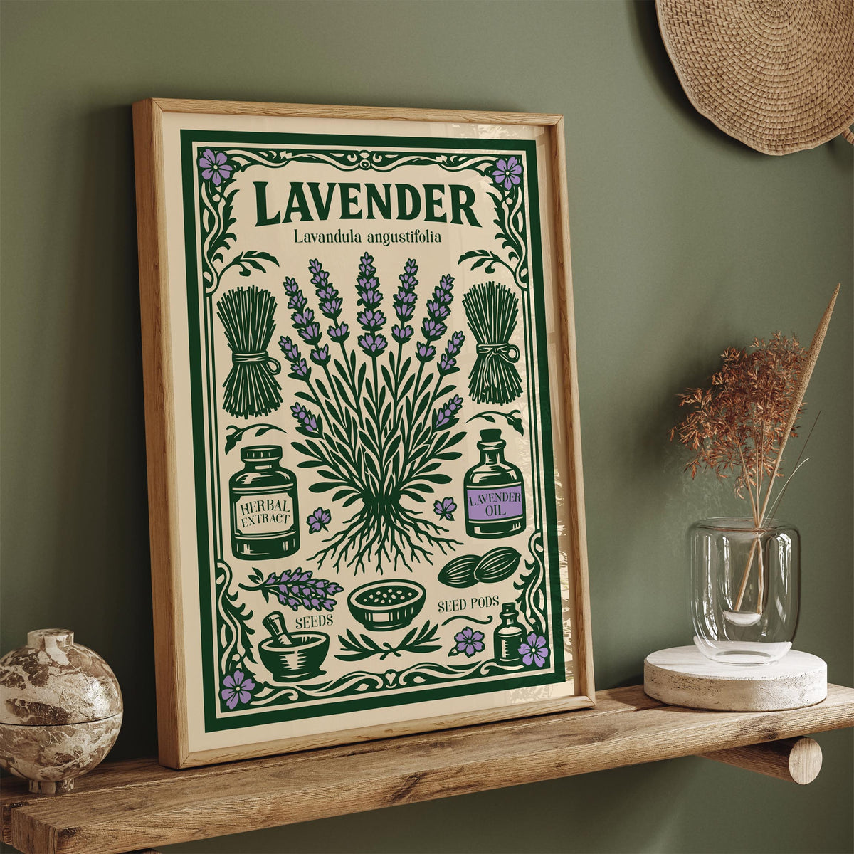 Lavender Herbal Vintage Art Poster