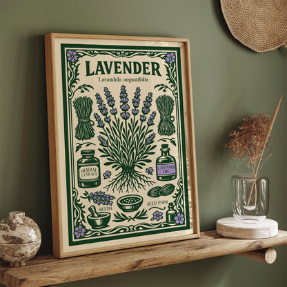 Lavender Herbal Vintage Art Poster
